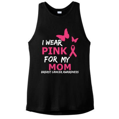 Breast Cancer I Wear Pink For My Mom Heart Ribbon Cool Gift Ladies PosiCharge Tri-Blend Wicking Tank