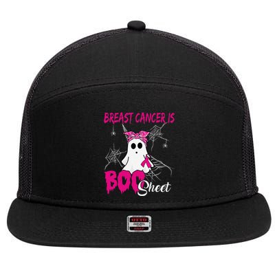 Breast Cancer Is Boo Sheet Ghost Halloween Breast Cancer 7 Panel Mesh Trucker Snapback Hat