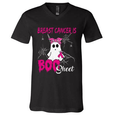 Breast Cancer Is Boo Sheet Ghost Halloween Breast Cancer V-Neck T-Shirt