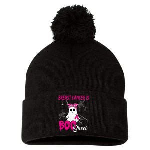 Breast Cancer Is Boo Sheet Ghost Halloween Breast Cancer Pom Pom 12in Knit Beanie