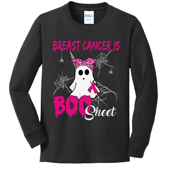 Breast Cancer Is Boo Sheet Ghost Halloween Breast Cancer Kids Long Sleeve Shirt