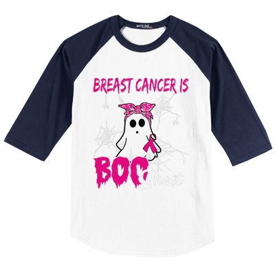 Breast Cancer Is Boo Sheet Ghost Halloween Breast Cancer Baseball Sleeve Shirt