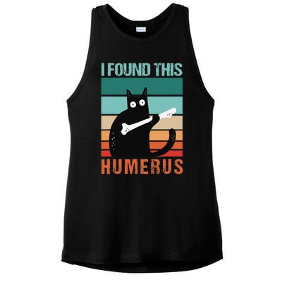 Black Cat I Found This Humerus Cat Joke Ladies PosiCharge Tri-Blend Wicking Tank