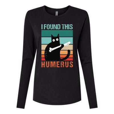 Black Cat I Found This Humerus Cat Joke Womens Cotton Relaxed Long Sleeve T-Shirt