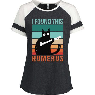 Black Cat I Found This Humerus Cat Joke Enza Ladies Jersey Colorblock Tee