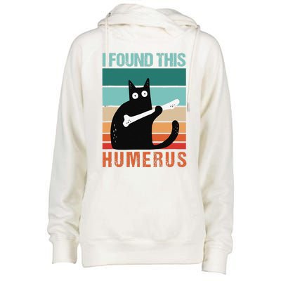 Black Cat I Found This Humerus Cat Joke Womens Funnel Neck Pullover Hood