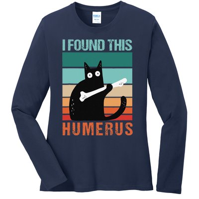 Black Cat I Found This Humerus Cat Joke Ladies Long Sleeve Shirt