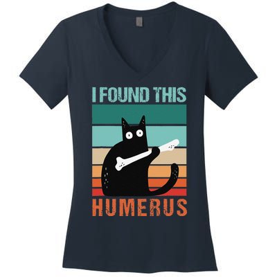 Black Cat I Found This Humerus Cat Joke Women's V-Neck T-Shirt