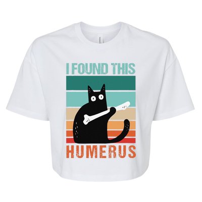 Black Cat I Found This Humerus Cat Joke Bella+Canvas Jersey Crop Tee