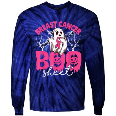 Breast Cancer Is Boo Sheet Breast Cancer Warrior Halloween Tie-Dye Long Sleeve Shirt