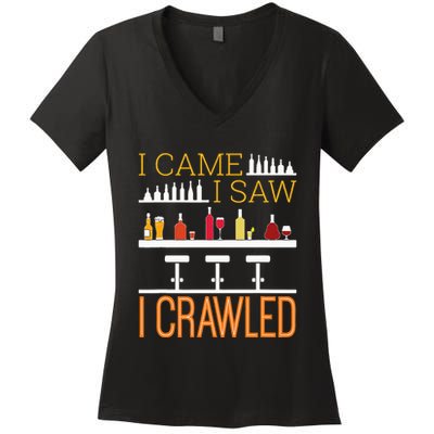 Bar Crawl I Came I Saw I Crawled Pub Crawl Alcohol Drinking Women's V-Neck T-Shirt