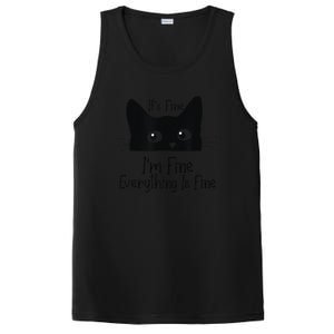 Black Cat Its Fine Im Fine Everything Is Fine Meow Cat PosiCharge Competitor Tank