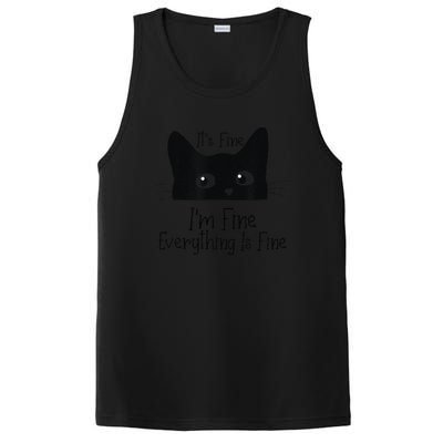 Black Cat Its Fine Im Fine Everything Is Fine Meow Cat PosiCharge Competitor Tank