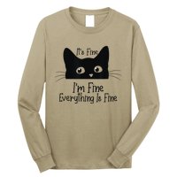 Black Cat Its Fine Im Fine Everything Is Fine Meow Cat Long Sleeve Shirt