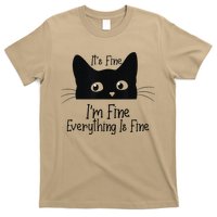 Black Cat Its Fine Im Fine Everything Is Fine Meow Cat T-Shirt