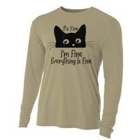 Black Cat Its Fine Im Fine Everything Is Fine Meow Cat Cooling Performance Long Sleeve Crew