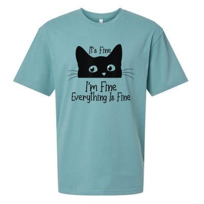 Black Cat Its Fine Im Fine Everything Is Fine Meow Cat Sueded Cloud Jersey T-Shirt