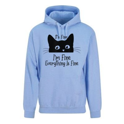 Black Cat Its Fine Im Fine Everything Is Fine Meow Cat Unisex Surf Hoodie