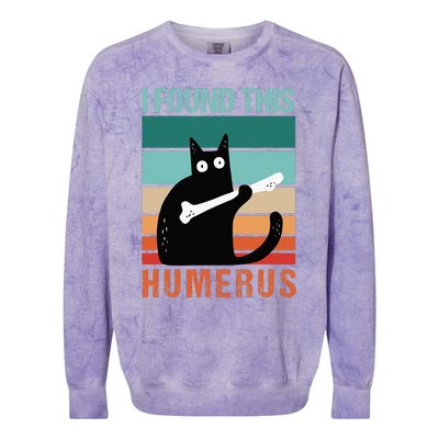 Black Cat I Found This Humerus Cat Joke Colorblast Crewneck Sweatshirt