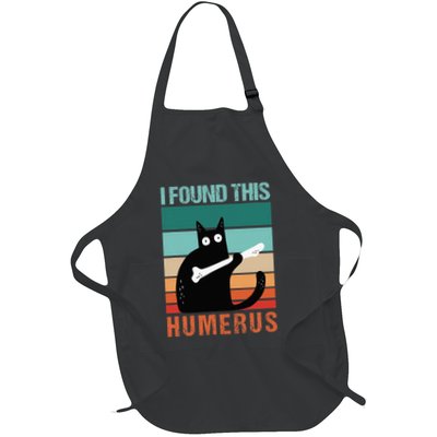 Black Cat I Found This Humerus Cat Joke Full-Length Apron With Pockets