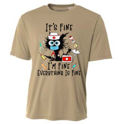 Black Cat Its Fine Im Fine Everything Is Fine Nurse Life Cooling Performance Crew T-Shirt