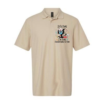 Black Cat Its Fine Im Fine Everything Is Fine Nurse Life Softstyle Adult Sport Polo