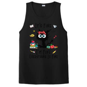 Black Cat Its Fine Im Fine Everything Is Fine Teacher Xmas PosiCharge Competitor Tank