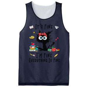 Black Cat Its Fine Im Fine Everything Is Fine Teacher Xmas Mesh Reversible Basketball Jersey Tank