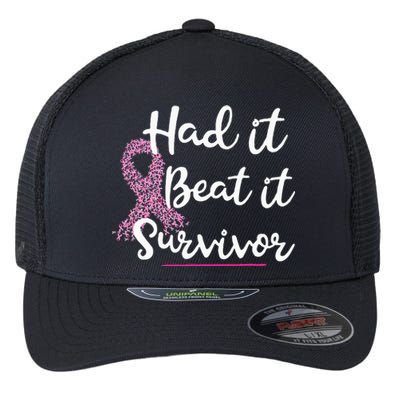 Breast Cancer I Had It I Beat It Survivor Pink Ribbon Flexfit Unipanel Trucker Cap