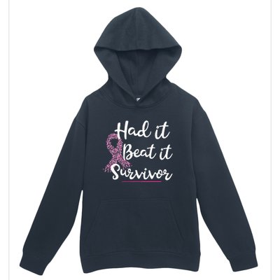 Breast Cancer I Had It I Beat It Survivor Pink Ribbon Urban Pullover Hoodie