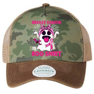 Breast Cancer Is Boo Sheet Halloween Funny Ghost Pink Ribbon Legacy Tie Dye Trucker Hat