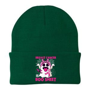 Breast Cancer Is Boo Sheet Halloween Funny Ghost Pink Ribbon Knit Cap Winter Beanie