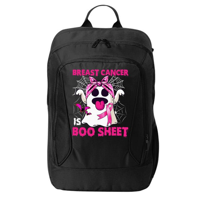 Breast Cancer Is Boo Sheet Halloween Funny Ghost Pink Ribbon City Backpack