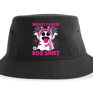 Breast Cancer Is Boo Sheet Halloween Funny Ghost Pink Ribbon Sustainable Bucket Hat