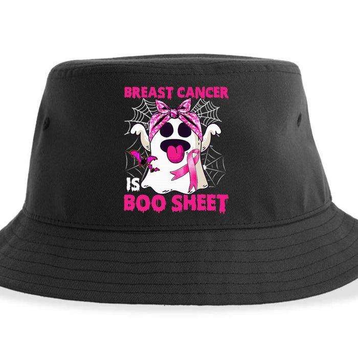 Breast Cancer Is Boo Sheet Halloween Funny Ghost Pink Ribbon Sustainable Bucket Hat