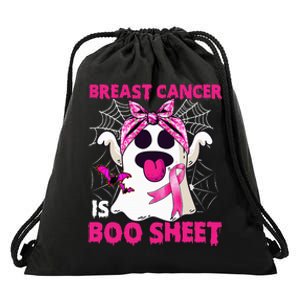 Breast Cancer Is Boo Sheet Halloween Funny Ghost Pink Ribbon Drawstring Bag