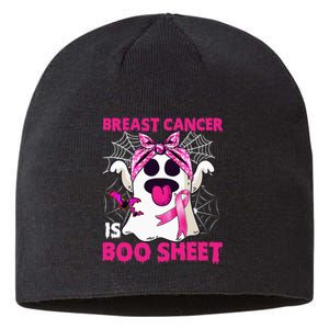 Breast Cancer Is Boo Sheet Halloween Funny Ghost Pink Ribbon Sustainable Beanie