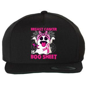 Breast Cancer Is Boo Sheet Halloween Funny Ghost Pink Ribbon Wool Snapback Cap