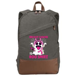 Breast Cancer Is Boo Sheet Halloween Funny Ghost Pink Ribbon Cotton Canvas Backpack