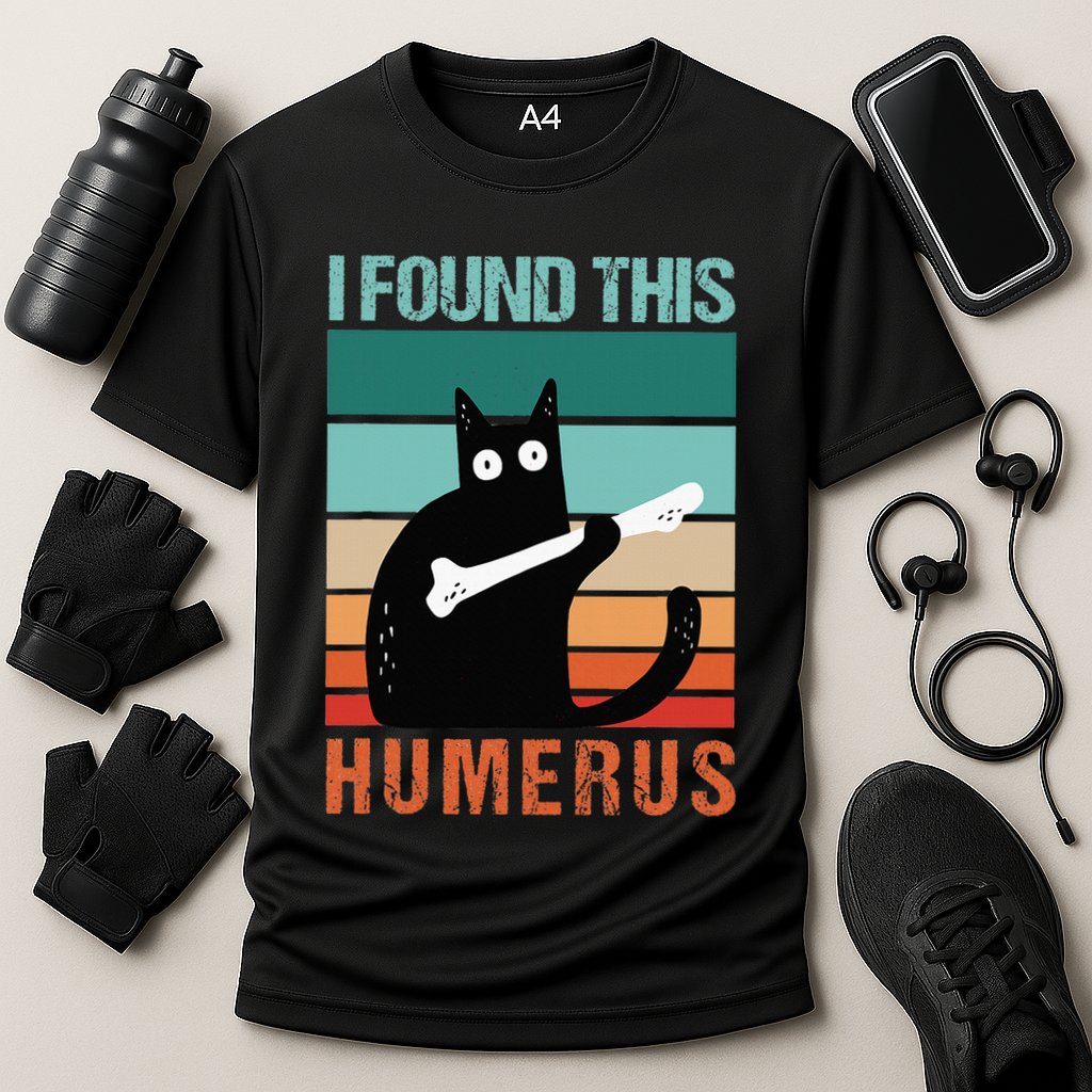 Black Cat I Found This Humerus Cat Joke Performance Shirt