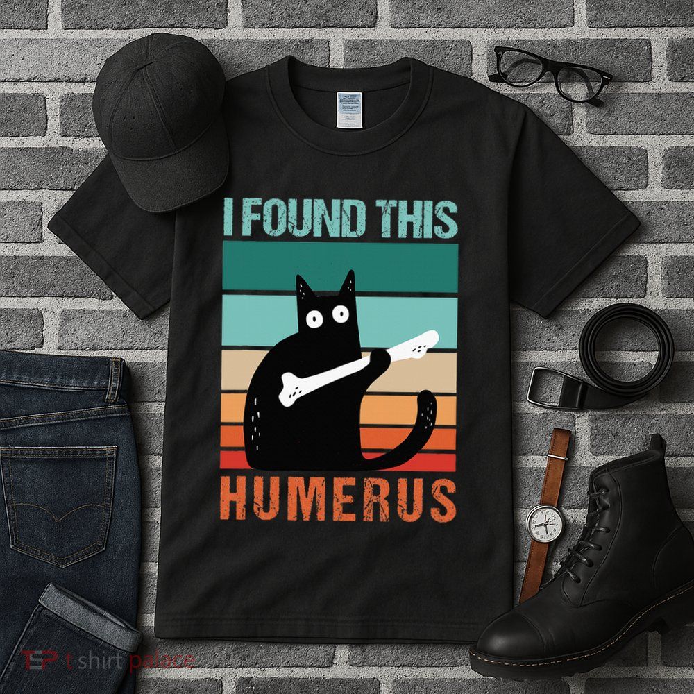 Black Cat I Found This Humerus Cat Joke Tall T-Shirt