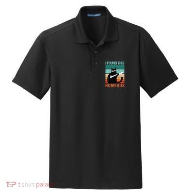 Black Cat I Found This Humerus Cat Joke Dry Zone Grid Polo