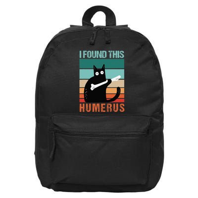 Black Cat I Found This Humerus Cat Joke 16 in Basic Backpack