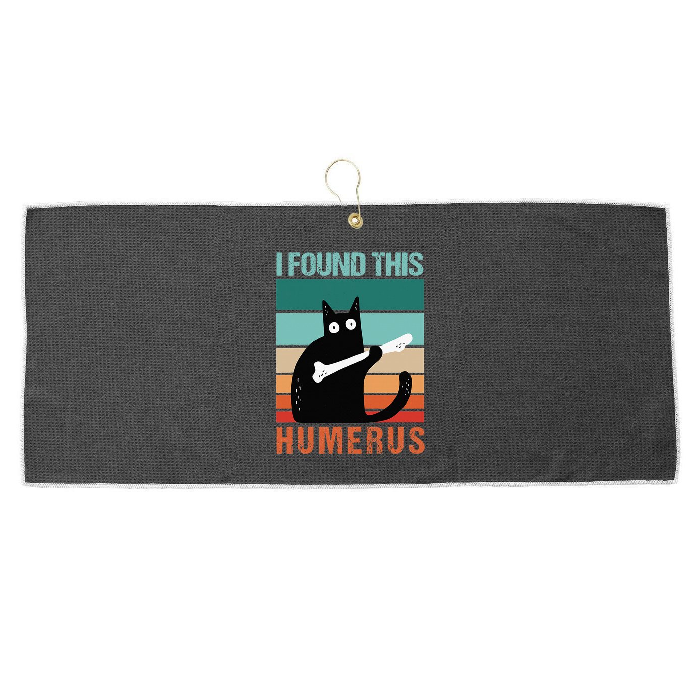 Black Cat I Found This Humerus Cat Joke Large Microfiber Waffle Golf Towel