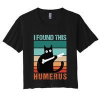 Black Cat I Found This Humerus Cat Joke Women's Crop Top Tee