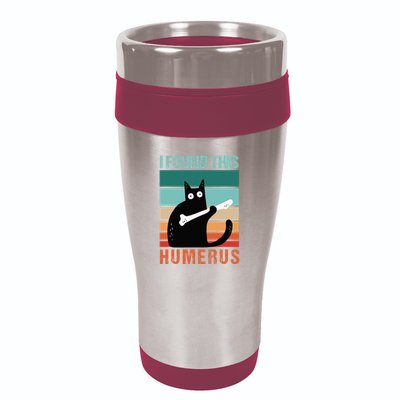 Black Cat I Found This Humerus Cat Joke 16oz Travel Tumbler