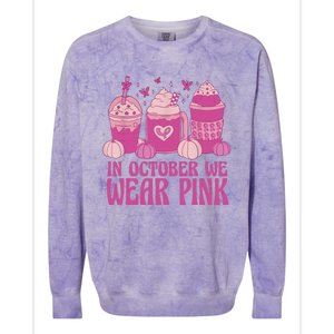 Breast Cancer In October We Wear Pink Colorblast Crewneck Sweatshirt