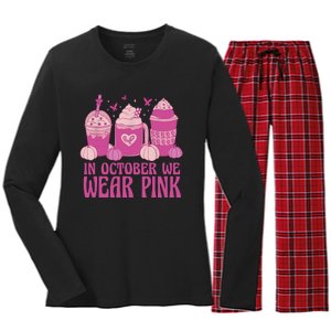 Breast Cancer In October We Wear Pink Women's Long Sleeve Flannel Pajama Set 