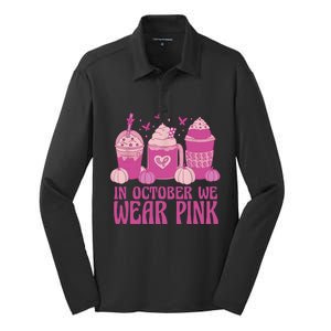 Breast Cancer In October We Wear Pink Silk Touch Performance Long Sleeve Polo