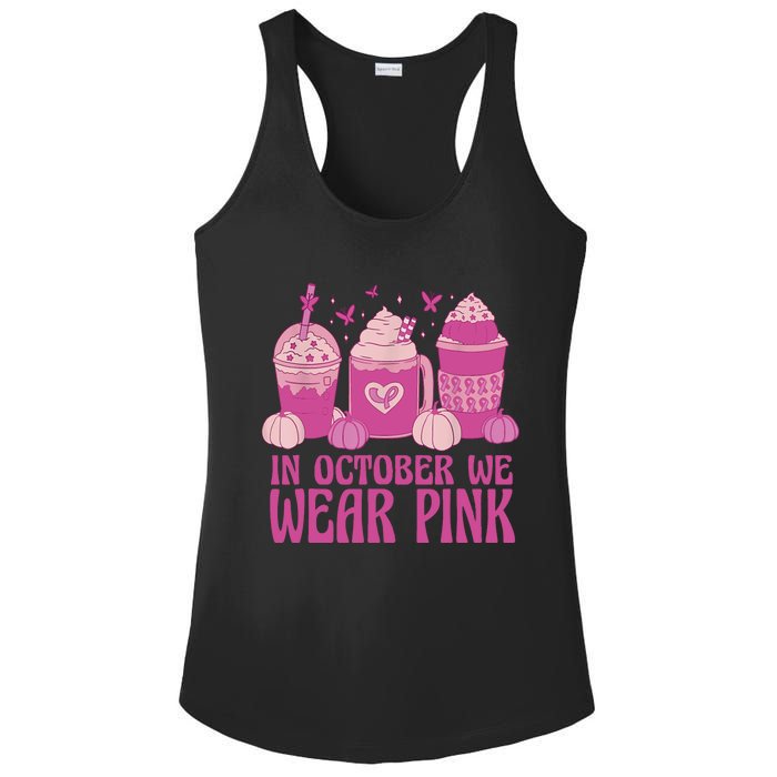 Breast Cancer In October We Wear Pink Ladies PosiCharge Competitor Racerback Tank